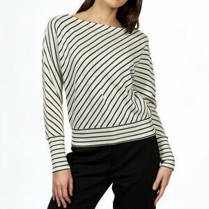 Veronica M Y2K Dolman Sleeve Black White Stripe Sweater XS